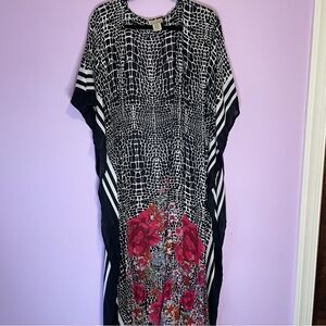 Animal Print Floral Duster Robe Kimono Open Front Longline Cardigan Swim Cover